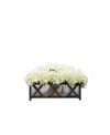 Nature's Elements Artificial Hydrangea Ledge In Wood Or Tin, 11.5" In Brown