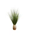 Nature's Elements Tabletop Artificial Foliage In Crackled Ceramic Pot, 30" In Gold-tone