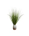 Nature's Elements Tabletop Artificial Foliage In Crackled Ceramic Pot, 30" In Silver-tone