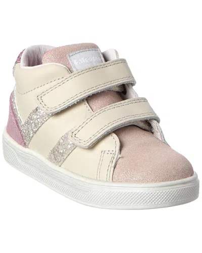 Naturino Falcotto Stripi Glitter Leather & Suede Sneaker In Pink