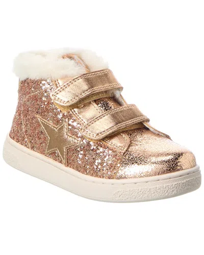 Naturino Pinn High Glitter & Leather Sneaker In Black