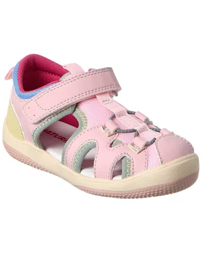 Naturino Rekin Leather, Suede & Canvas Sandal In Pink