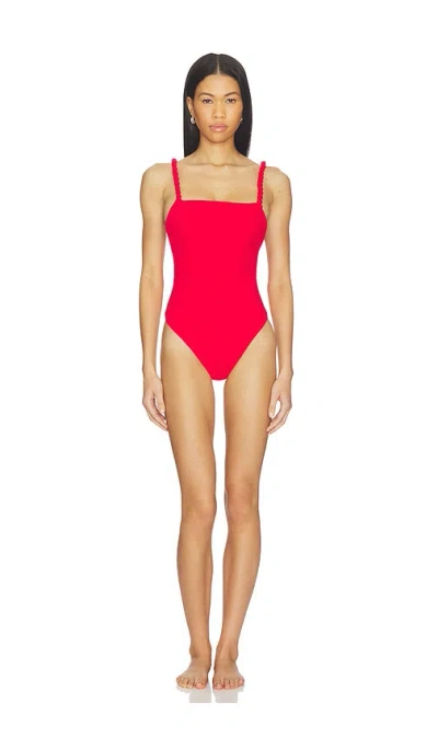 Nau Bikinis Braided Low Back One Piece In Red