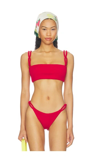 Nau Bikinis Link Classic Bikini Top In Red