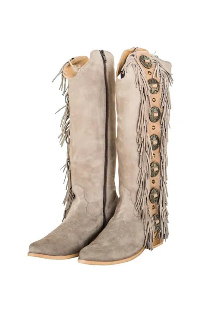 Naughty Monkey Women's Rodeo Doll Fringe Boots In Taupe In Gray