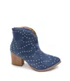 Naughty Monkey Women's Twilight Studded Heeled Ankle Boot In Denim In Multi