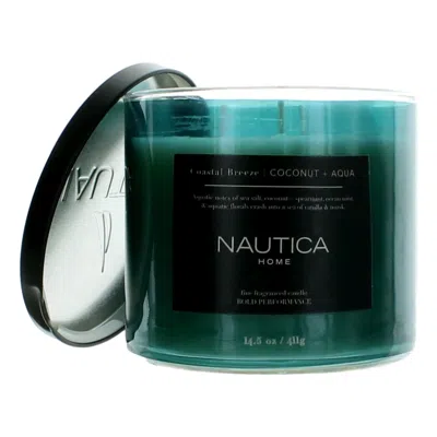 Nautica 14.5oz Soy Wax Blend 3 Wick Candle - Coastal Breeze Coconut & Aqua In Blue