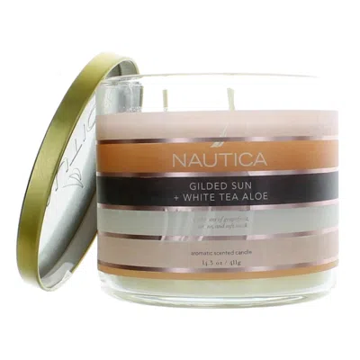 Nautica 14.5oz Soy Wax Blend 3 Wick Candle - Gilded Sun & White Tea Aloe In Multi