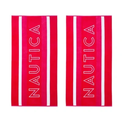 Nautica 2 Piece Beach Towel Set In Logo Stripe