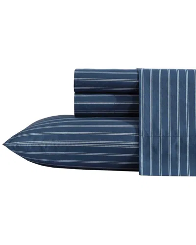 NAUTICA NAUTICA 200 THREAD COUNT RICHMOND STRIPE COTTON PERCALE SHEET SET