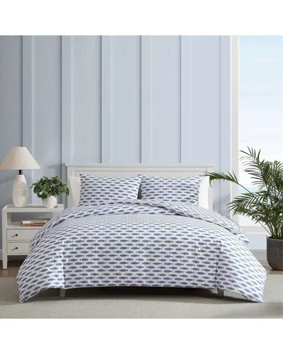NAUTICA NAUTICA 200 THREAD COUNT WOODBLOCK FISH PERCALE DUVET COVER SET