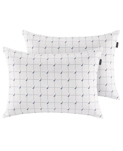 Nautica 2-pack Printed J-class Motif Pillow Set, Standard/queen In White