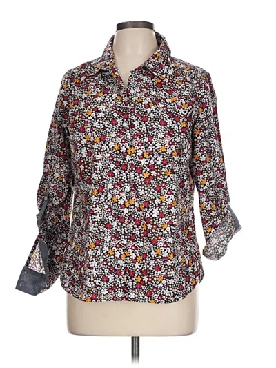 Pre-owned Nautica 3/4 Sleeve Button Down Shirt In Burgundy