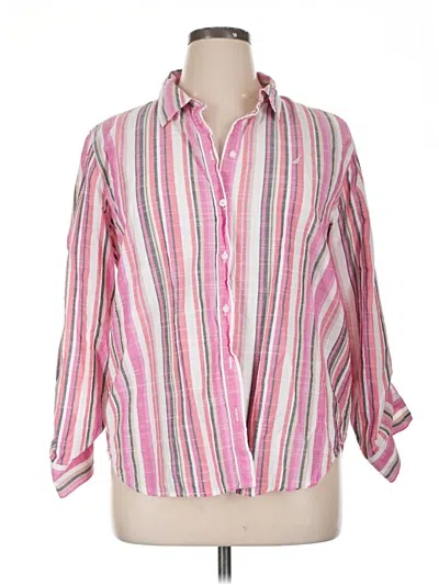 Pre-owned Nautica 3/4 Sleeve Button Down Shirt In Pink