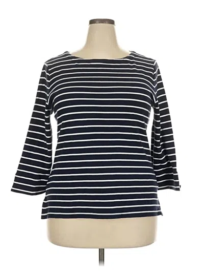 Pre-owned Nautica 3/4 Sleeve Top Blue Boatneck Tops