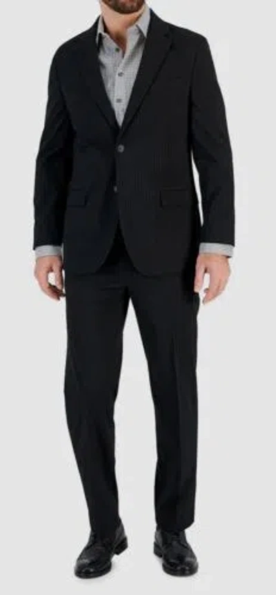 Pre-owned Nautica $395  Men's Black Pinstripe Modern-fit Bi-stretch 2-piece Suit Size 50r
