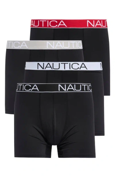 Nautica 4-pack Micro Boxer Briefs In Black W Black/ Rhubarb Rose