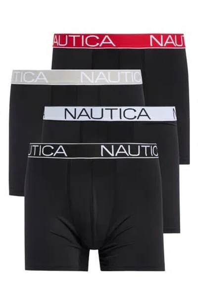 Nautica 4-pack Micro Boxer Briefs In Black W Black/rhubarb Rose