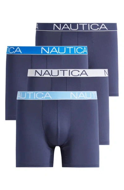 Nautica 4-pack Micro Boxer Briefs In Peacoat W/ Assorted Waistbands