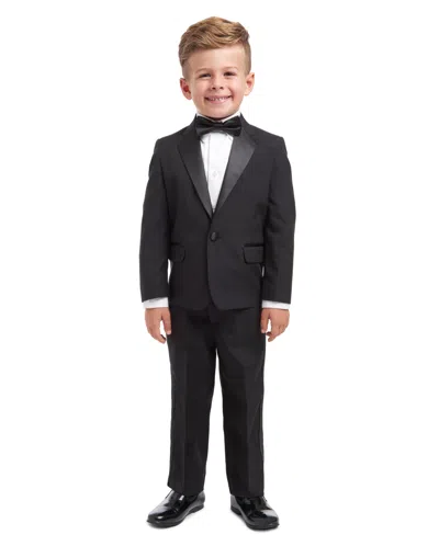 Nautica Kids' 4-piece Tuxedo Suit, Shirt & Bowtie, Toddler And Little Boys In Black