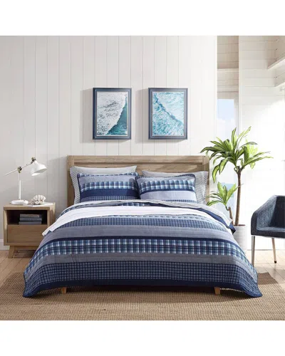 Nautica Addison 100% Cotton Reversible Quilt Set In Blue