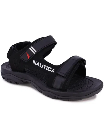 Nautica Alastor Mens Comfort Insole Manmade Slide Sandals In Black