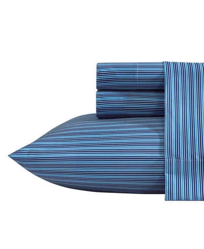 Nautica Alden Stripe Printed Microfiber 4-pc. Sheet Set, Queen In Blue