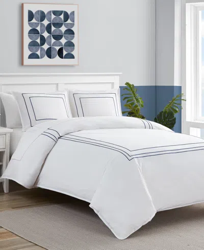 Nautica Alden White Embroidered 3-piece Duvet Cover Set, Full/queen