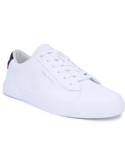 Nautica Alos Mens Faux Leather Casual And Fashion Sneakers In White