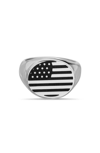 Nautica American Flag Ring In Stainless Steel