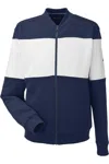 Nautica Anchor Fleece Colorblocked Bomber Jacket In Blue