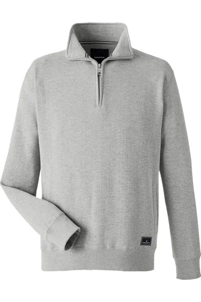 Nautica Anchor Fleece Quarter-zip Sweatshirt In Gray