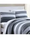 Nautica Ardmoore Grey Cotton Reversible Quilt Set Bedding In Dark Grey