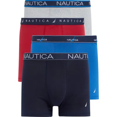 Nautica Assorted 4-pack Boxer Briefs In Red/ Grey/ Blue/ Peacoat