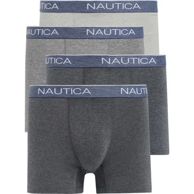 Nautica Assorted 4-pack Heathered Boxer Briefs In 2 Black/ Charcoal/ Heather