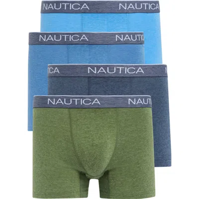 Nautica Assorted 4-pack Heathered Boxer Briefs In Peacoat/ Dutch/ Indigo/ Green
