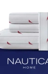 Nautica Audley Stripe Sheet Set In Red/grey