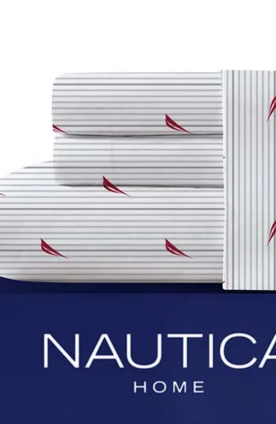 Nautica Audley Stripe Sheet Set In Red/grey