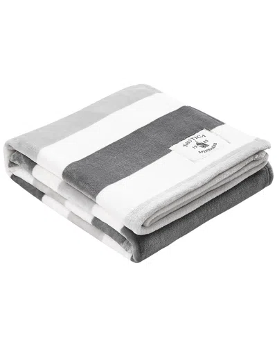 NAUTICA NAUTICA AWNING STRIPE MICRO FLANNEL REVERSIBLE THROW BLANKET