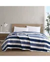 Nautica Awning Stripe Ultra Soft Plush Fleece Blanket Collection In Blue