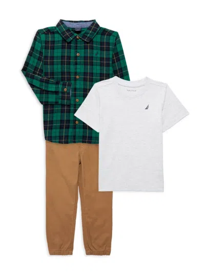 Nautica Baby Boy's 3-piece Shirt, Tee & Pants Set In Green