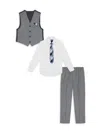 Nautica Baby Boys Deco Sharkskin Vest, 4-piece Set In Light Grey