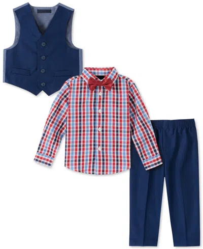 Nautica Baby Boys 4-pc. Bowtie, Plaid Shirt, Vest & Pants Set In Bright Blue
