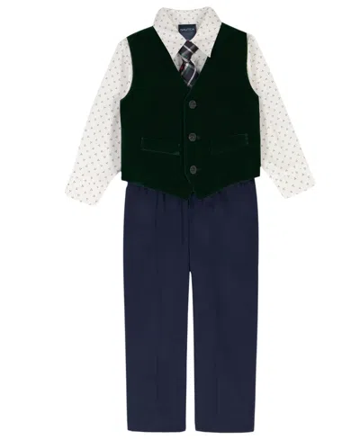 Nautica Baby Boys 4-piece Green Velvet Duo Vest Set In Multi