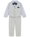 Nautica Baby Boys 4-piece Slub Tick Vest With Bow Tie Set In Light Gray