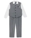 Nautica Baby Boys Deco Sharkskin Vest, 4-piece Set In Light Grey