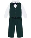 Nautica Baby Boys Tuxedo Vest 4-piece Set In Dark Green