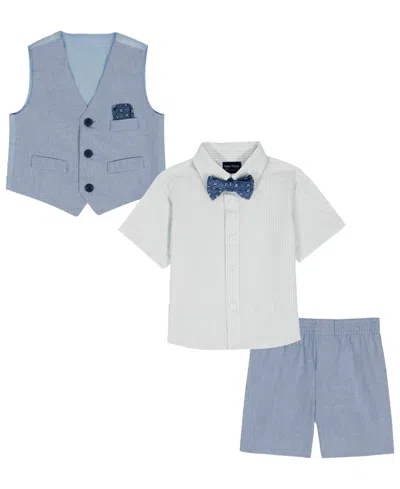 Nautica Baby Boys' Short Sleeve Shirt, Vest And Shorts, 3-piece Set In Multi