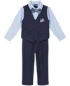 Nautica Baby Boys Striated Twill Vest 4-piece Set In Blue