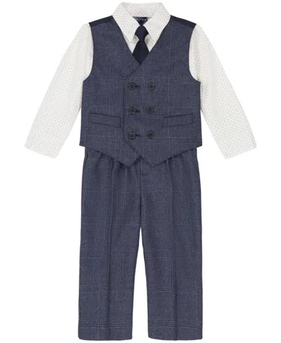 Nautica Baby Boys Iridescent Twill Vest, Shirt, Tie And Pants Set In Dark Blue